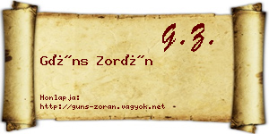 Güns Zorán névjegykártya